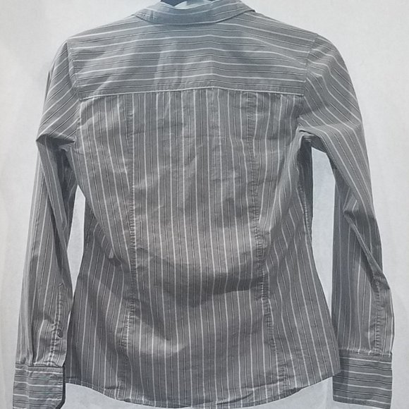 Esprit Grey/White Strip Button Down Shirt Size 6 - Picture 5 of 7